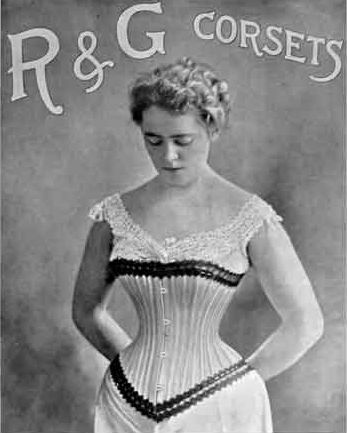 Vintage advertisement for R&G Corsets with a woman wearing a corset Vintage advertisement for R&G Corsets with a woman wearing a corset