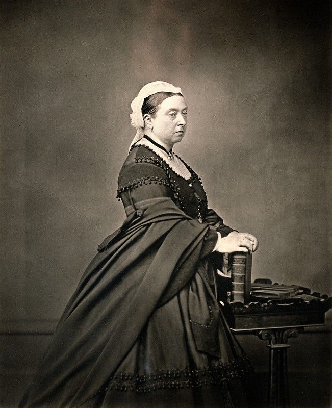 Black and white image of Victoria in mourning